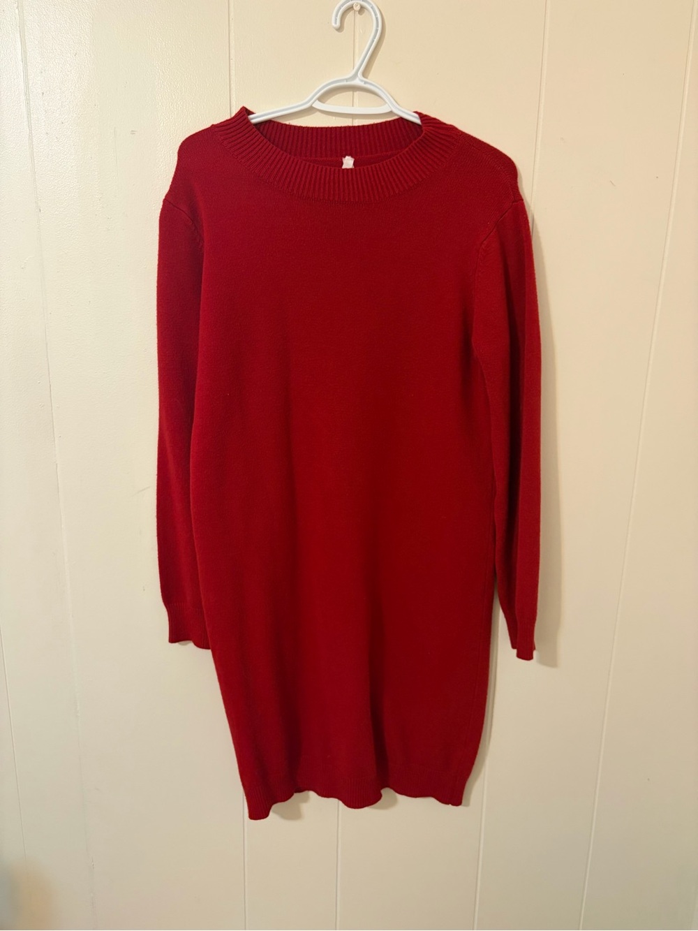 Classic Red Knit Sweater Dress - M